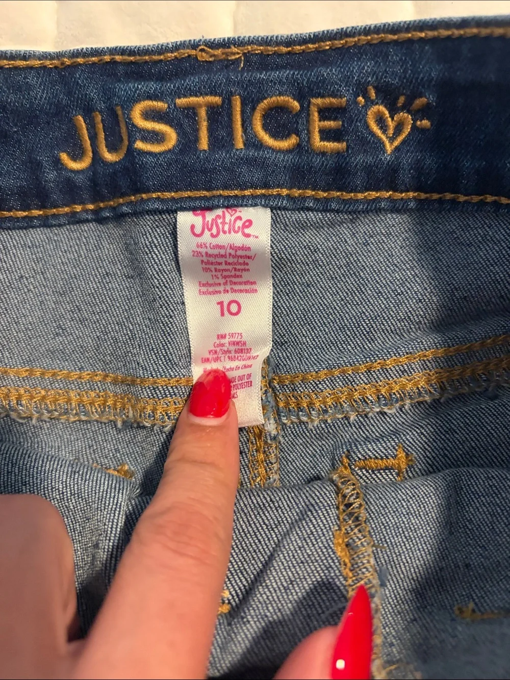 Justice Denim Shorts with Iridescent Sequins